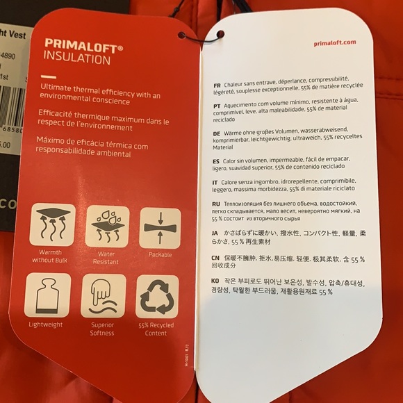 C.C. Filson Ultralight Vest, NEW, Outerwear, Pheasant Red - Picture 7 of 7